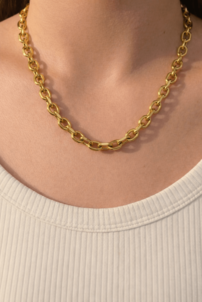 Bold 18K gold plated rectangle link chain for chunky DIY statement jewelry.